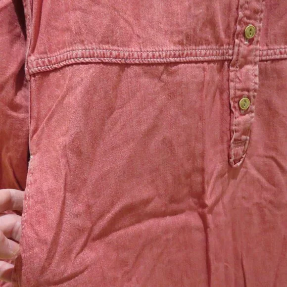 45RPM STUDIO 45R Vintage Washed Red Denim Maxi Dress Minimalist Made in Japan - Picture 7 of 15